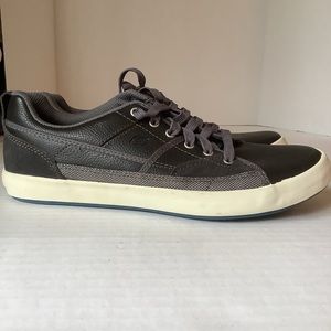 Skechers Sneakers Lace Up Leather Black Grey Size 9.5